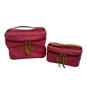 Jon Hart Makeup Toiletry Case & Mini Lot Pink Berry Travel Cosmetic Leather Bag